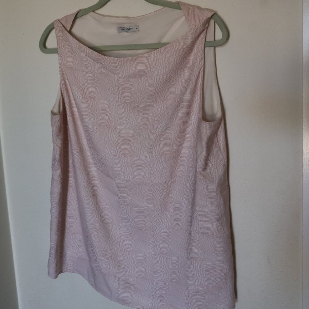 MM La Fleur Light Sleeveless Blouse Pink and White Swirl Blouse Size Large